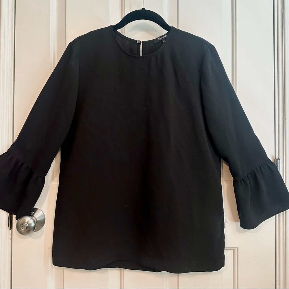 Madewell Black Ruffle Sleeve Blouse